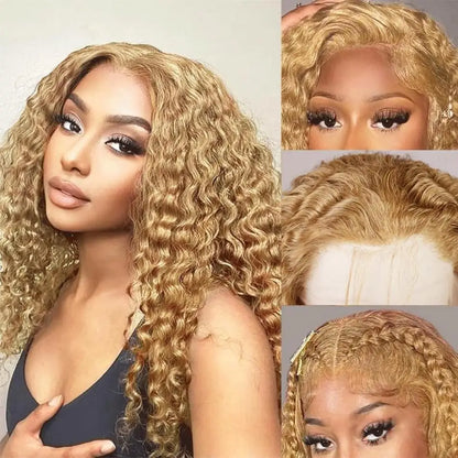 Deep Wave Honey Blonde Wig