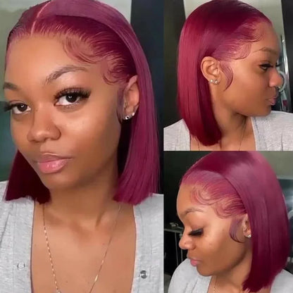 Burgundy Bob Straight Hair Wigs