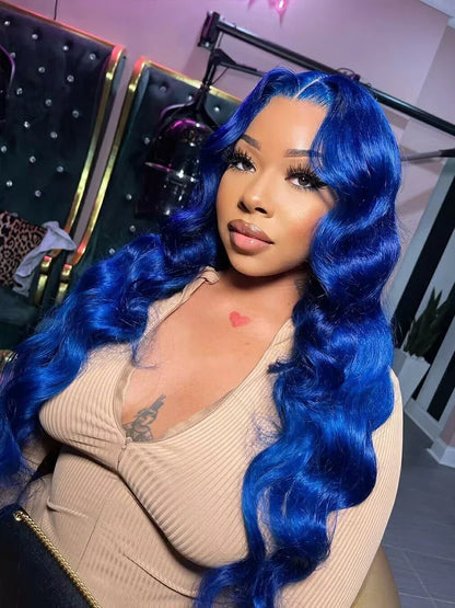 Navy Blue Body Wave Human Hair Wig