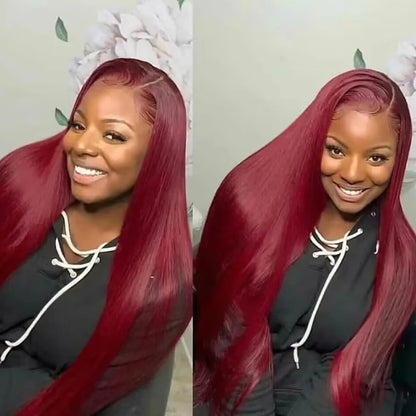 Burgundy HD Lace Straight Hair Wig