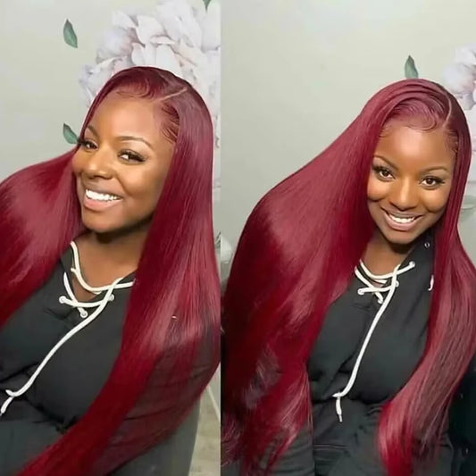 Burgundy HD Lace Straight Hair Wig