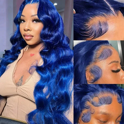 Navy Blue Body Wave Human Hair Wig
