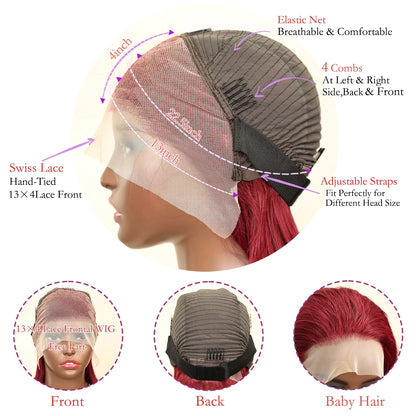 Burgundy Bob Straight Hair Wigs