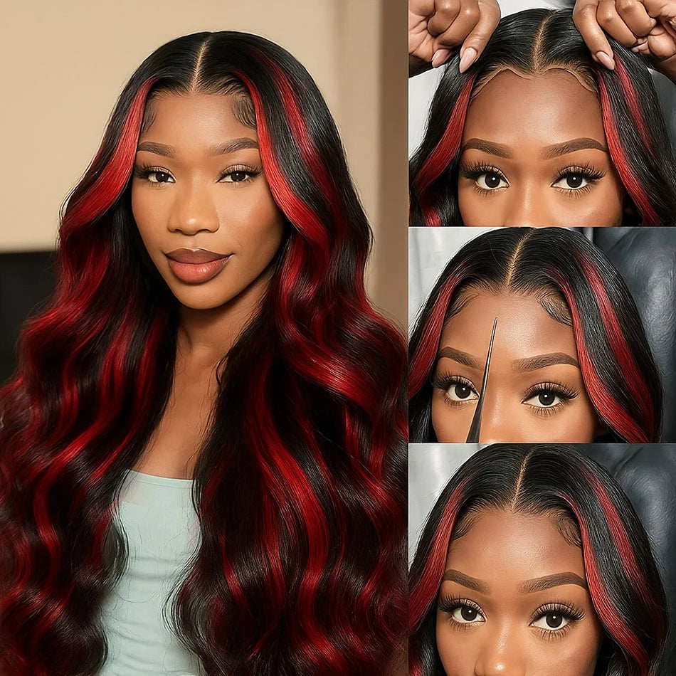 Burgundy Highlight Lace Front Wig
