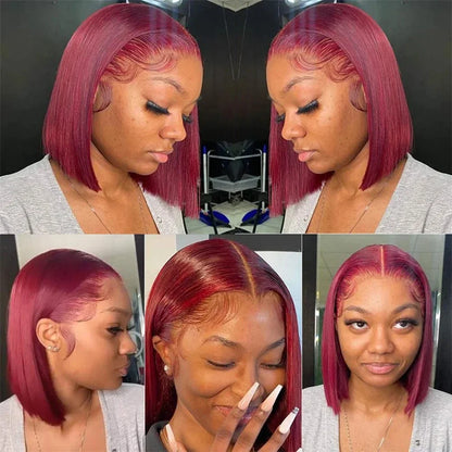 Burgundy Bob Straight Hair Wigs