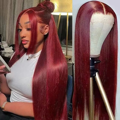 Burgundy HD Lace Straight Hair Wig
