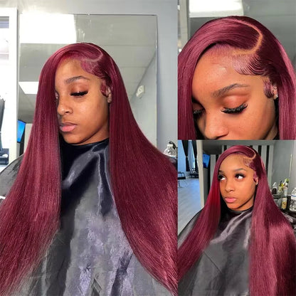 Burgundy HD Lace Straight Hair Wig
