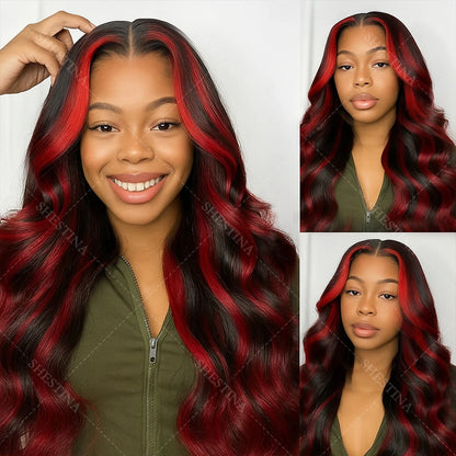 Burgundy Highlight Lace Front Wig