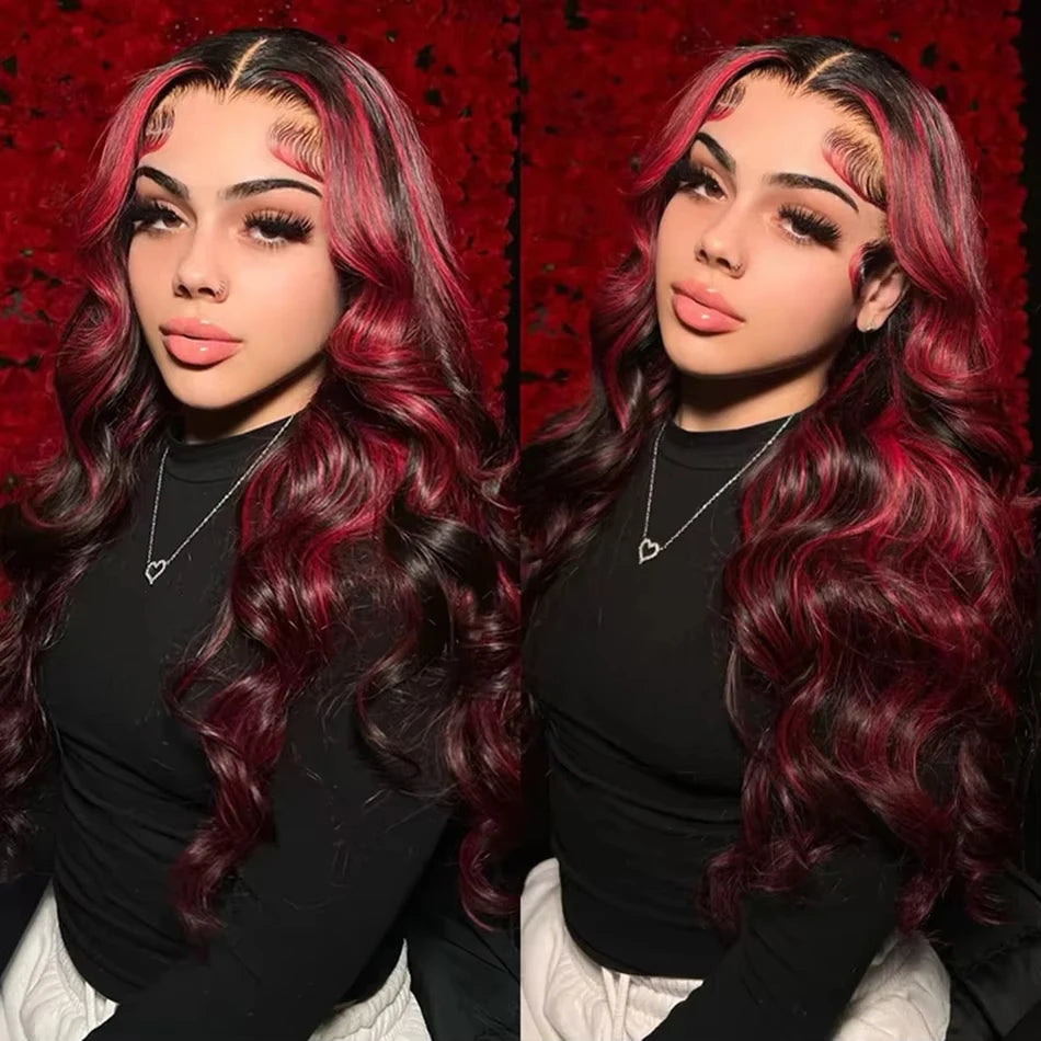 Burgundy Highlight Lace Front Wig